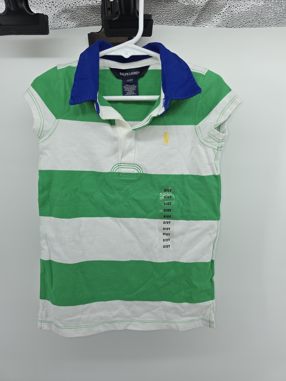 Ralph Lauren Green, White & Blue Striped Polo Dress